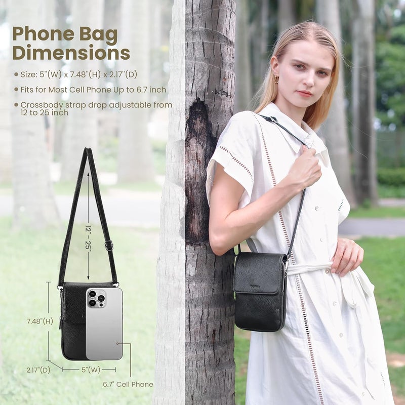 befen Genuine Leather Small Crossbody Bags for Women, Cell Phone Cross body Purse Bag with RFID Blocking Card Slots - Image 4